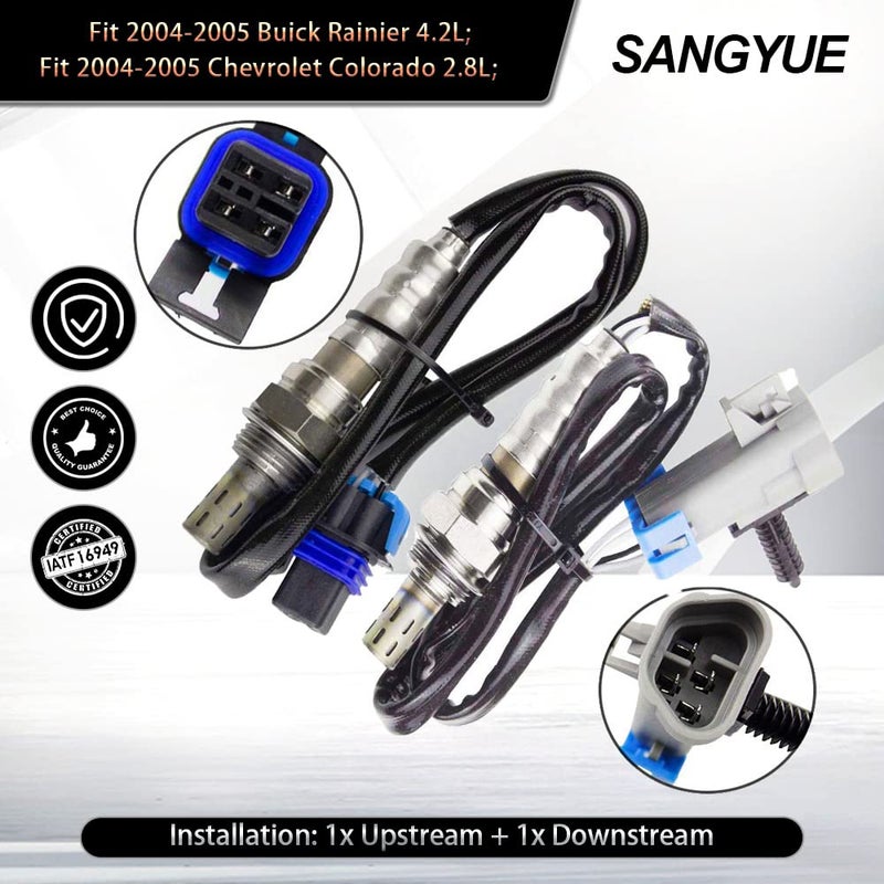 Sangyue 2X Oxygen O2 Sensor for 2004-2005 Chevrolet Trailblazer Trailblazer EXT Buick Rainier 4.2L Upstream + Downstream - Image 2